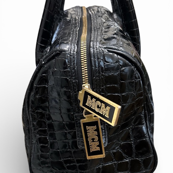 Vintage MCM Black Embossed Leather Tote - Picture 3 of 7